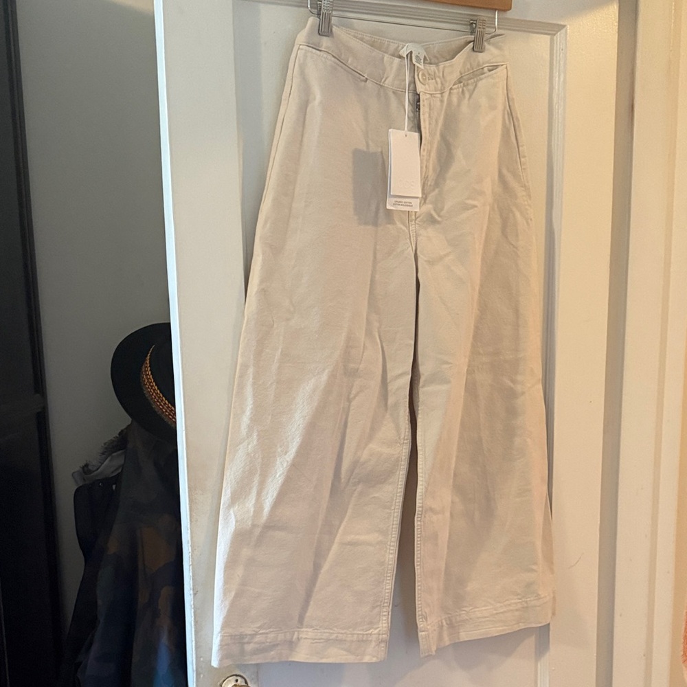 Wide Leg denim Pants in cream/off white NWT